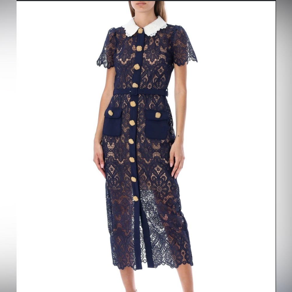 Self-PortraitNavy Lace Dress
